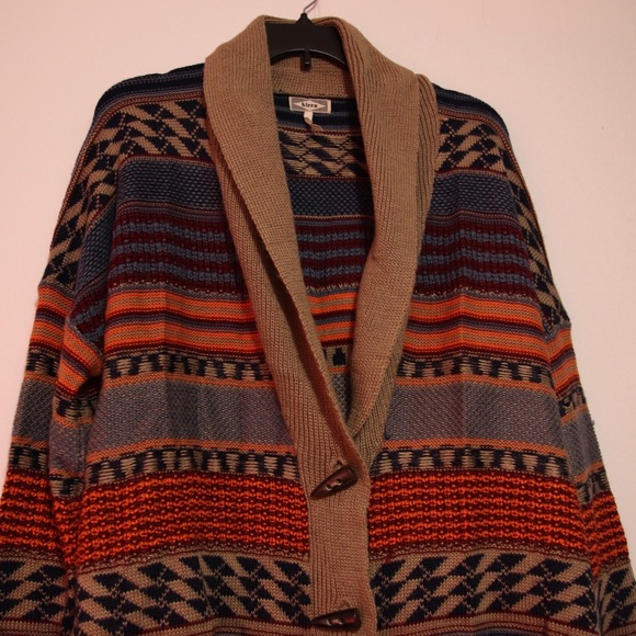 Multi colored knitted Toggle Oversized sweater - Picture 2 of 6